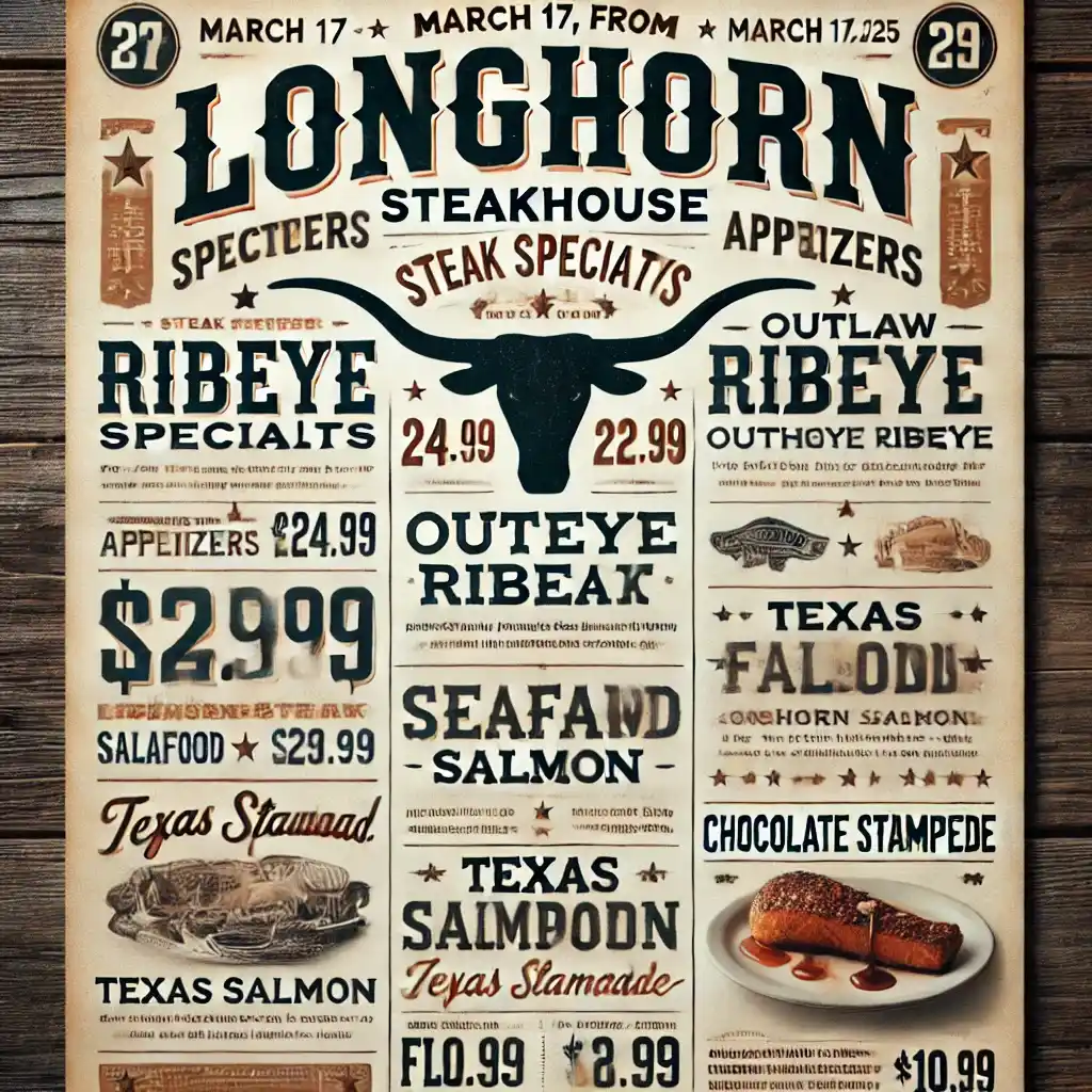 Longhorn Steakhouse Menu With Prices in 17 march 2025
